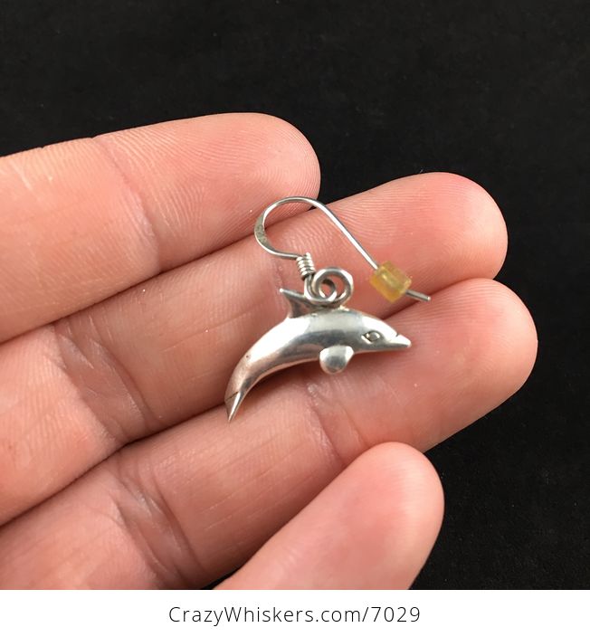 Vintage Pair of Sterling Silver Dolphin Earrings - #EfQqOYIpWwM-3