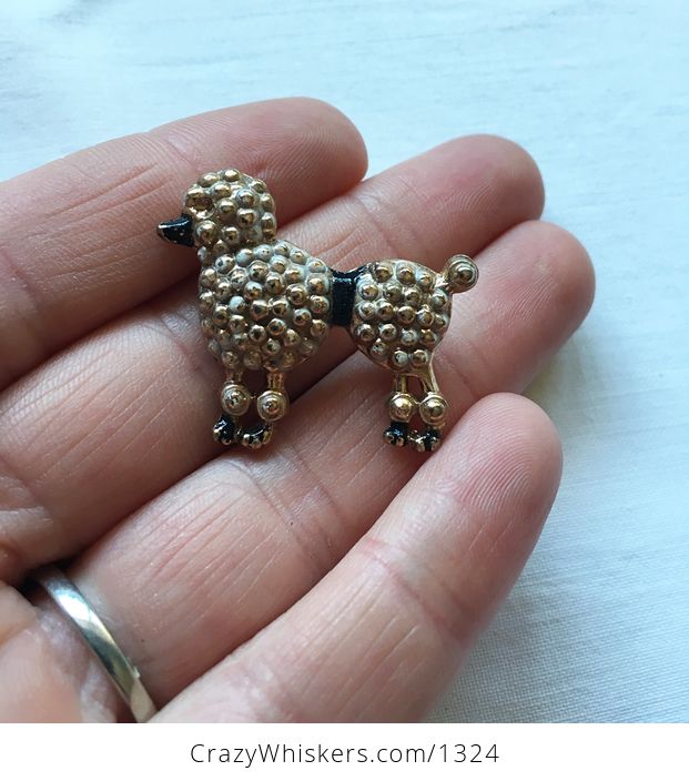 Vintage Poodle Pin with Texture and Black Muzzle and Waist - #29Zrjnpok6w-1