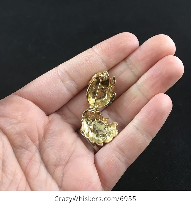 Vintage Rhinestone and Gold Toned Skunk Brooch Pin Jewelry - #WwxnvxAn3xA-5