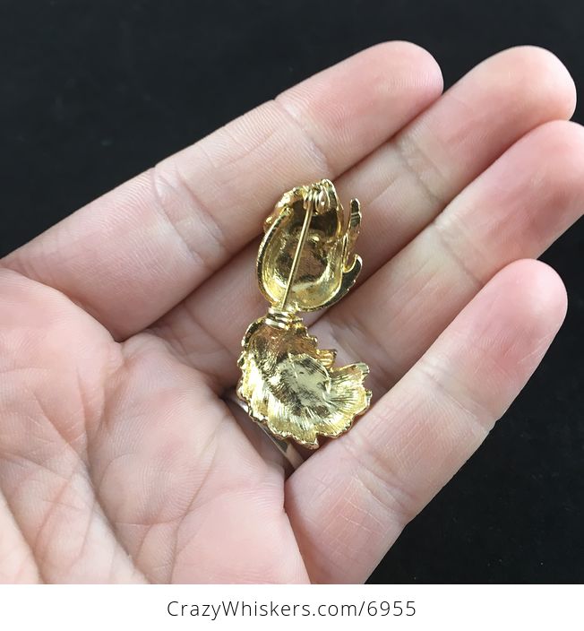 Vintage Rhinestone and Gold Toned Skunk Brooch Pin Jewelry - #WwxnvxAn3xA-4