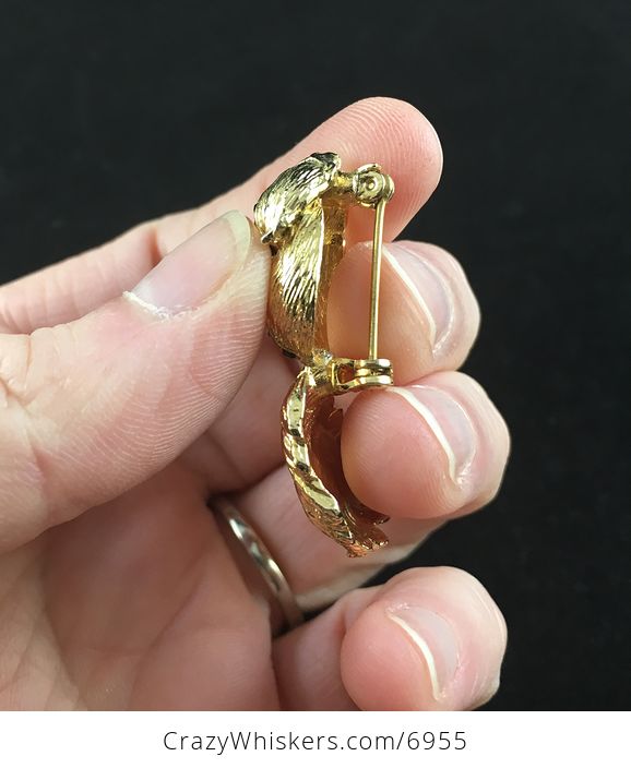 Vintage Rhinestone and Gold Toned Skunk Brooch Pin Jewelry - #WwxnvxAn3xA-3