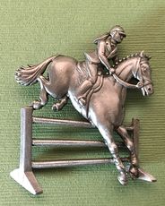 Vintage Silver Tone Jj Equestrian Horse Jumping Girl Brooch Pin #QWpYiQ5Z3EQ