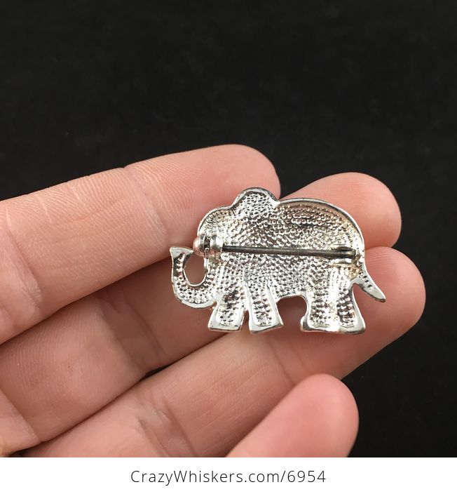 Vintage Silver Toned Rhinestone Elephant Brooch Pin - #hFA6odNy2Z0-3