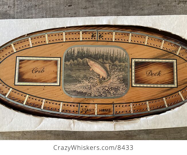 Vintage Wood Vandercraft Rainbow Trout Cribbage Board Made in Oregon - #myxAOvAy9XI-7