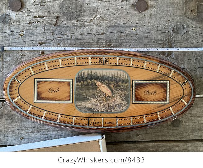 Vintage Wood Vandercraft Rainbow Trout Cribbage Board Made in Oregon - #myxAOvAy9XI-3