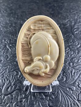 Water Buffalo Carved Carved Jasper Stone Pendant Cabochon Jewelry Mini Art Ornament #d3YFni4Bjpg