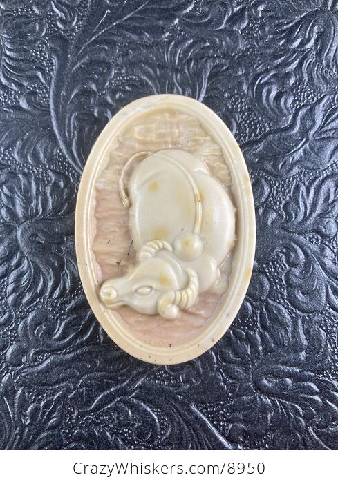 Water Buffalo Carved Carved Jasper Stone Pendant Cabochon Jewelry Mini Art Ornament - #d3YFni4Bjpg-5