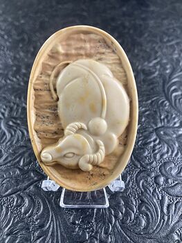 Water Buffalo Carved Jasper Stone Pendant Cabochon Jewelry Mini Art Ornament #RmoRGZQ61ck