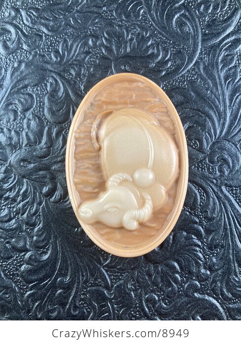 Water Buffalo Carved Jasper Stone Pendant Cabochon Jewelry Mini Art Ornament - #HXZTQEYBDhQ-5