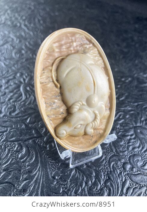 Water Buffalo Carved Jasper Stone Pendant Cabochon Jewelry Mini Art Ornament - #RmoRGZQ61ck-2