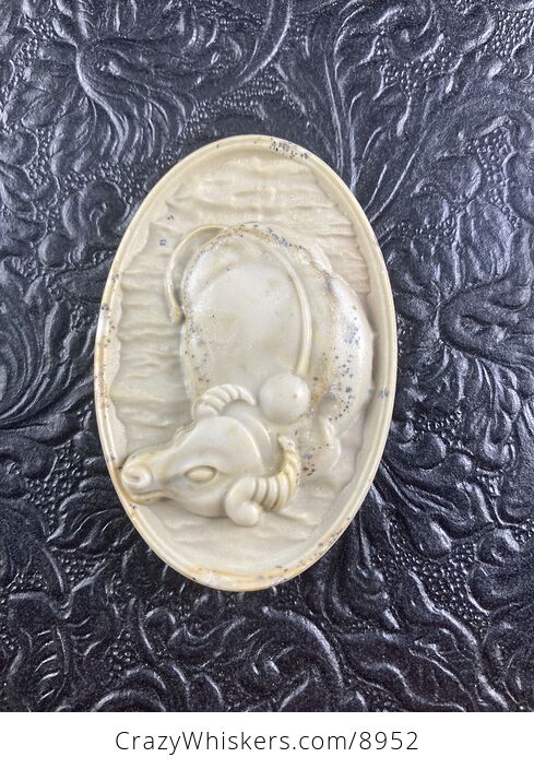 Water Buffalo Carved Jasper Stone Pendant Cabochon Jewelry Mini Art Ornament - #l19qvtt4rec-4