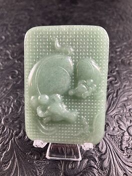 Water Buffalo Mom and Baby Carved Green Aventurine Stone Pendant Cabochon Jewelry Mini Art Ornament #dp7xVkDPMSc