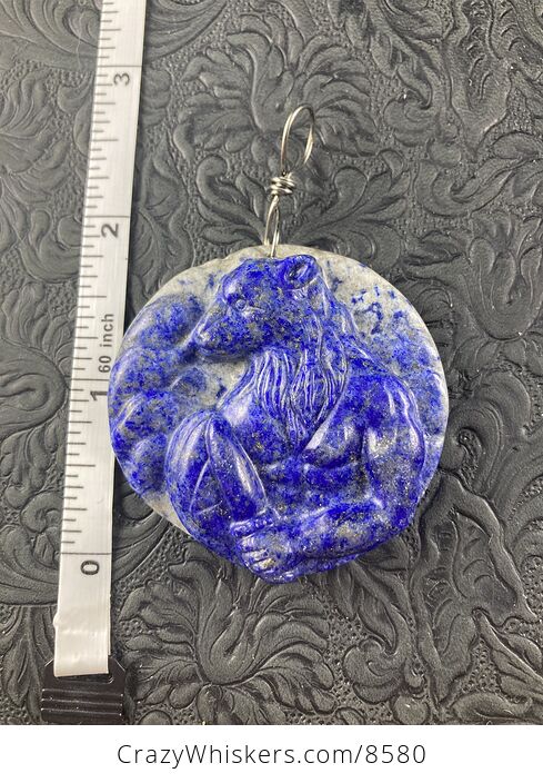 Werewolf Carved Lapis Lazuli Stone Pendant Jewelry Mini Art Ornament - #l3mxVwHH7UY-1