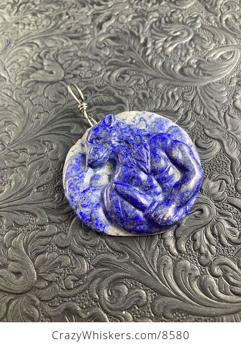 Werewolf Carved Lapis Lazuli Stone Pendant Jewelry Mini Art Ornament - #l3mxVwHH7UY-2