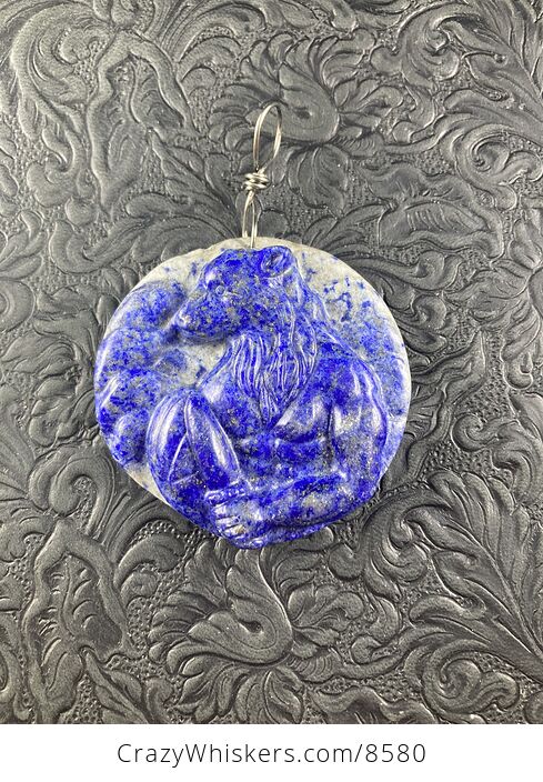 Werewolf Carved Lapis Lazuli Stone Pendant Jewelry Mini Art Ornament - #l3mxVwHH7UY-5