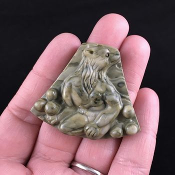 Werewolf Carved Ribbon Jasper Stone Pendant Jewelry #vAnKMCXH9js