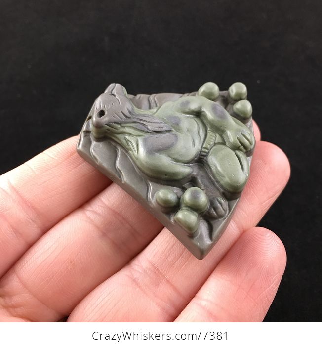 Werewolf Carved Ribbon Jasper Stone Pendant Jewelry - #G9HxcOvpMWY-4
