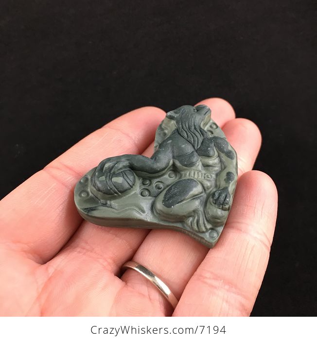 Werewolf Carved Ribbon Jasper Stone Pendant Jewelry - #Ma1ukP6BF6I-2