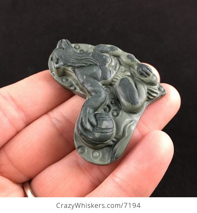 Werewolf Carved Ribbon Jasper Stone Pendant Jewelry - #Ma1ukP6BF6I-4