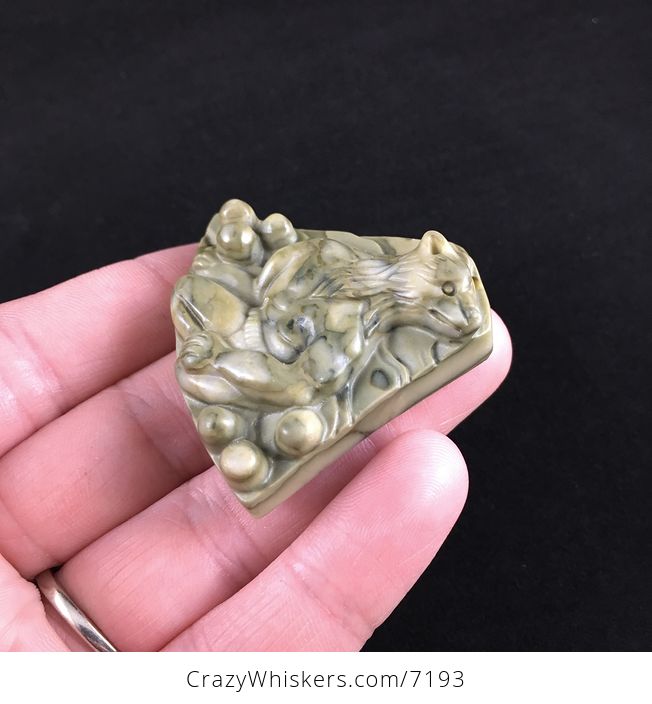 Werewolf Carved Ribbon Jasper Stone Pendant Jewelry - #vAnKMCXH9js-3