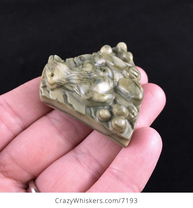 Werewolf Carved Ribbon Jasper Stone Pendant Jewelry - #vAnKMCXH9js-4