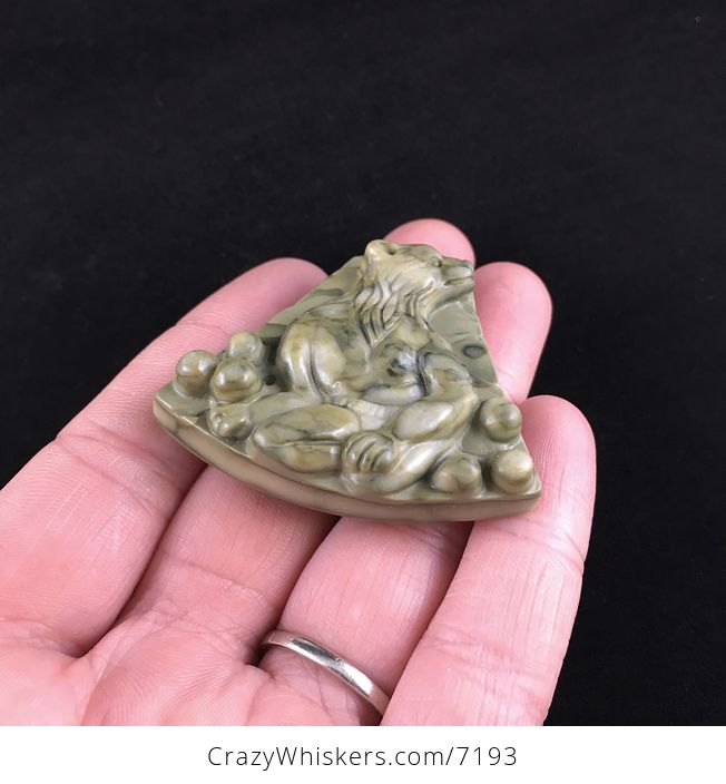 Werewolf Carved Ribbon Jasper Stone Pendant Jewelry - #vAnKMCXH9js-2