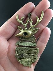Wiggly Articulated Buck Deer Stag Pendant with Big Antlers in Gold Tone #d0ngbPF71jk
