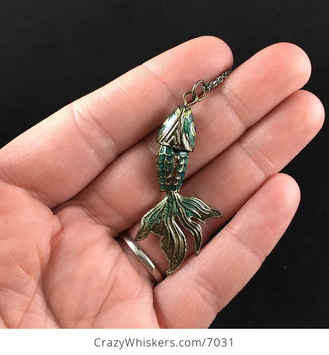 Wiggly Dangly Articulated Vintage Koi Carp Fish Necklace Jewelry - #d1Or8rT6MDU-5