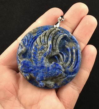 Winged Angel Cat Carved Lapis Lazuli Stone Pendant Jewelry #m1Btnftx9ao