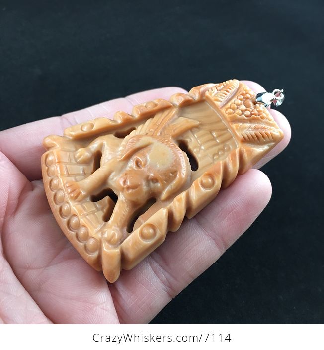 Winged Angel Puppy Dog Carved Jasper Stone Pendant Jewelry - #EDxtiuQSCbc-3