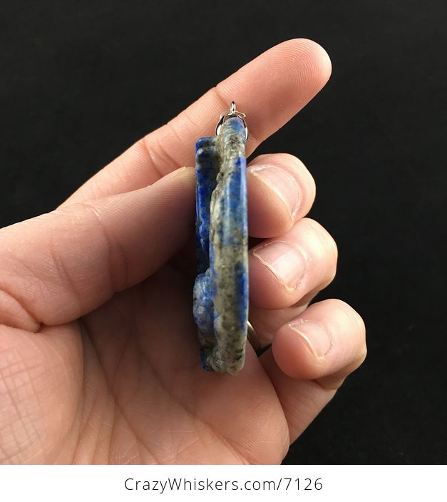 Winged Flying Angel Cat Carved Lapis Lazuli Stone Pendant Jewelry - #cYmdSFAhFQI-5