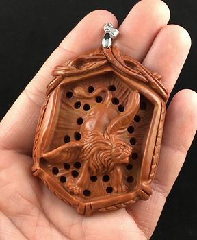 Winged Male Lion Carved Red Jasper Stone Pendant Jewelry #sVISErzg0Pw