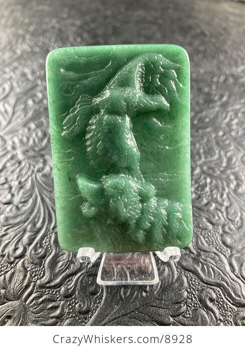 Wolf and Eagle Spirit Animals Carved Green Aventurine Mini Art Stone Pendant Jewelry - #MHN2j0Xj4Ak-10