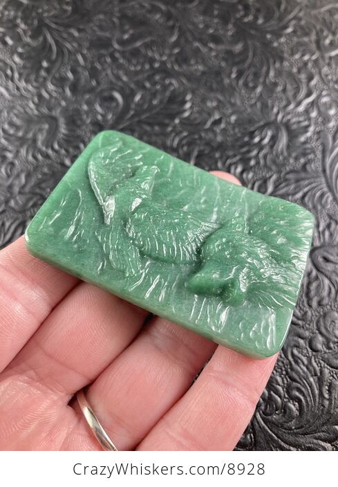 Wolf and Eagle Spirit Animals Carved Green Aventurine Mini Art Stone Pendant Jewelry - #MHN2j0Xj4Ak-5
