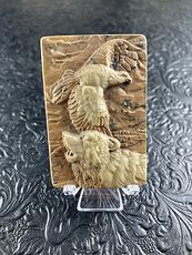 Wolf and Eagle Spirit Animals Carved Jasper Mini Art Stone Pendant Jewelry #wqpm0ajGTnY