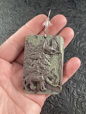 Wolf and Turkey Carved in Jasper Stone Pendant Jewelry #Szg7Ybvub9Q