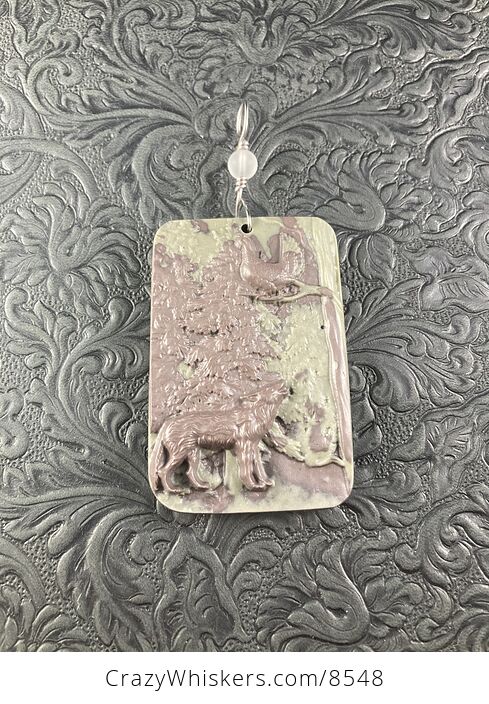 Wolf and Turkey Carved in Jasper Stone Pendant Jewelry - #Szg7Ybvub9Q-6