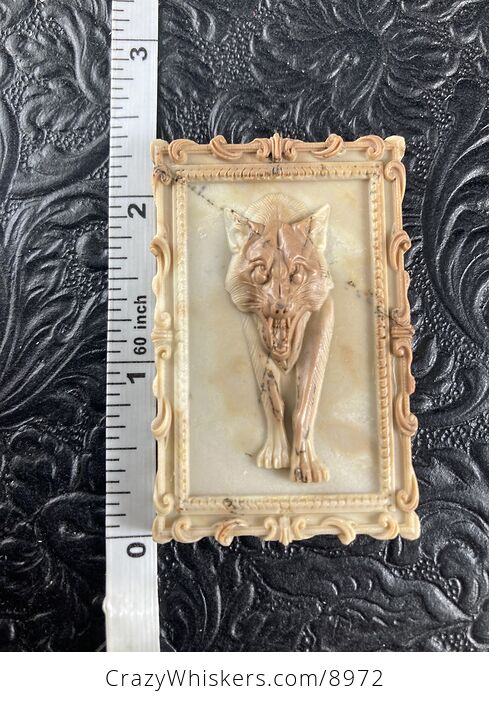 Wolf Carved Mini Art Jasper Stone Pendant Cabochon Jewelry - #gfp7IVj2NWI-6