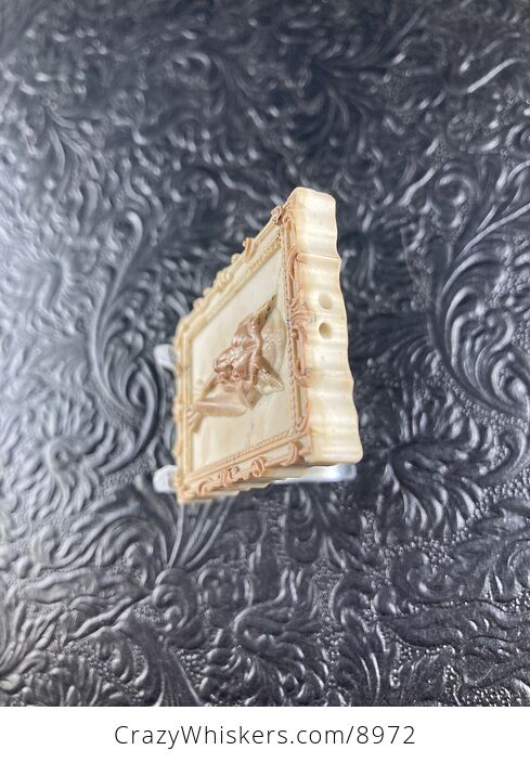 Wolf Carved Mini Art Jasper Stone Pendant Cabochon Jewelry - #gfp7IVj2NWI-3