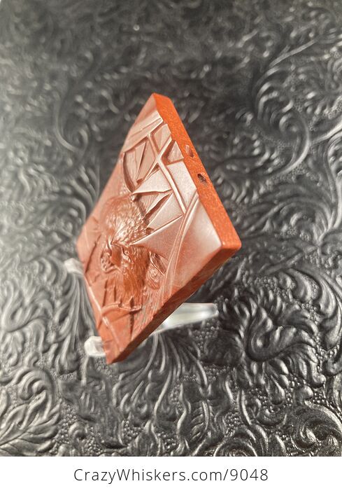 Wolf Carved Mini Art Red Jasper Stone Pendant Cabochon Jewelry - #KD5ldUNSmFQ-3