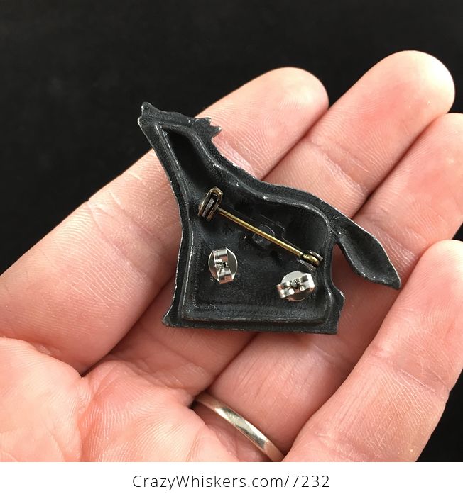 Wolf Earrings Brooch Necklace and Trinket Jewelry Box Set Vintage Torino Pewter - #EkfIh26NLPA-5