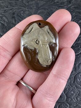 Wolf Face Carved in Succor Creek Jasper Stone Pendant Jewelry #RYhWG3GZZhM