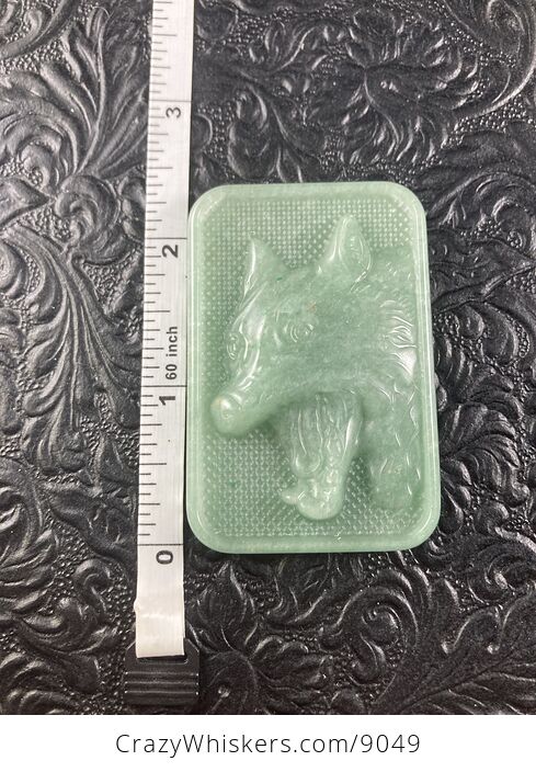 Wolf or Coyote Carved Mini Art Green Aventurine Stone Pendant Cabochon Jewelry - #KDgv86dUx6U-6