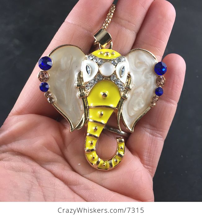 Yellow Faced Elephant Head Pendant Jewelry - #TSxHvIMUfKU-1