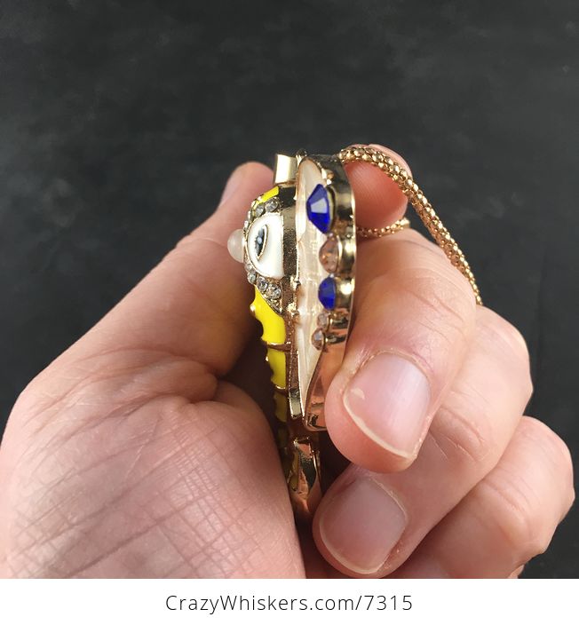 Yellow Faced Elephant Head Pendant Necklace Jewelry - #TSxHvIMUfKU-4